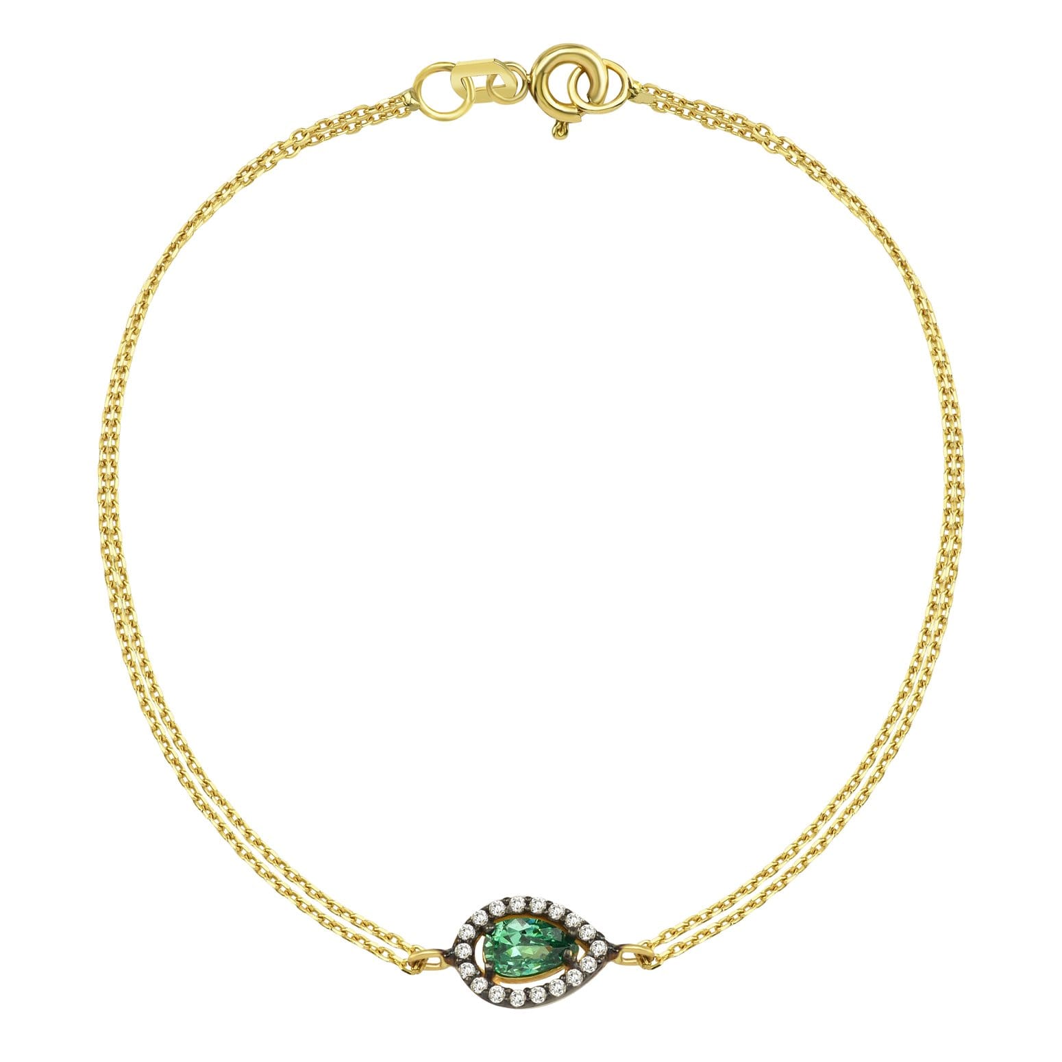 14K Solid Gold Emerald Bracelet for Women , Gift for Her , Dainty Teardrop Emerald Bracelet , May Birthstone Bracelet , Birthday Gift